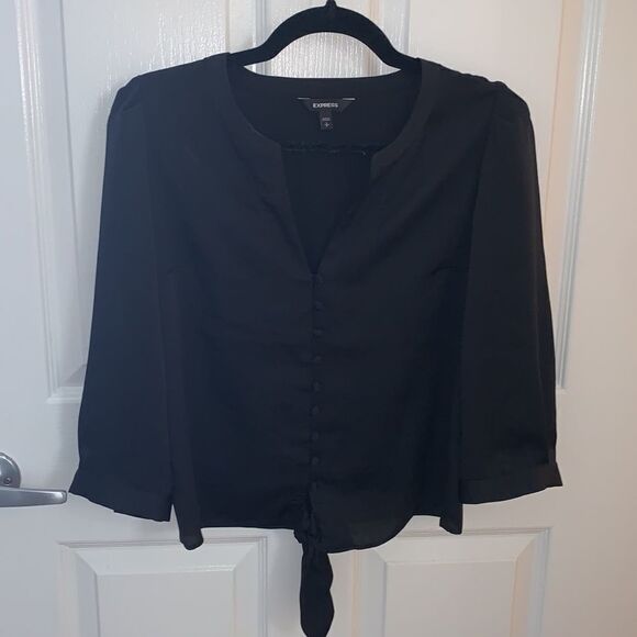 Black Express Tie Blouse - Picture 4 of 6